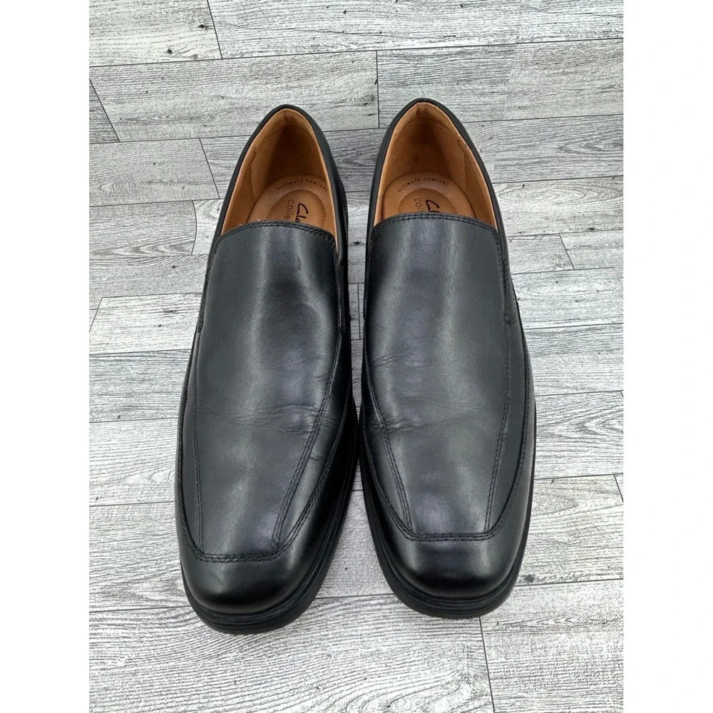 Clarks Whiddon Step Men Black Leather Loafers Dress Shoes Size 11W 261103128100